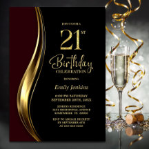 Fiesta de Cumpleaños 21 de Black Gold Burgundy