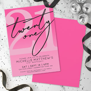 Invitación Fiesta de cumpleaños 21 de color rosa