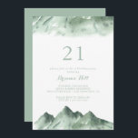 Invitación Fiesta de cumpleaños 21 de Green Mountain<br><div class="desc">Esta invitación a la fiesta de cumpleaños 21 de este verde país de montaña es perfecta para un evento rústico. El diseño presenta una montaña verde pintada a mano con una acuarela,  inspirando un tema de campo.</div>