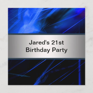 Invitación Fiesta de cumpleaños 21 de hombre con luces azules