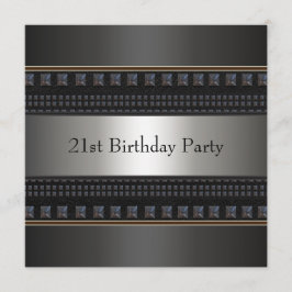 Invitación Fiesta de cumpleaños 21 de hombre de cuero negro