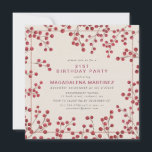 Invitación Fiesta de cumpleaños 21 de la Berry Roja de invier<br><div class="desc">La rústica invitación a la ducha de novias de moda incluye bayas de fuego rojas rústicas como marco. La tipografía moderna y mínima se suma a la estética contemporánea.</div>