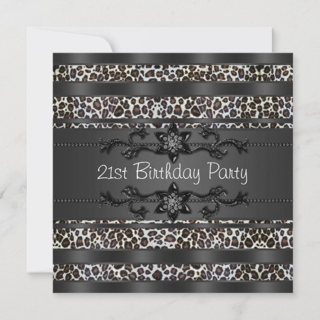 Invitación Fiesta de cumpleaños 21 de la mujer leopardo (Anverso)