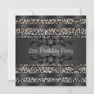 Invitación Fiesta de cumpleaños 21 de la mujer leopardo