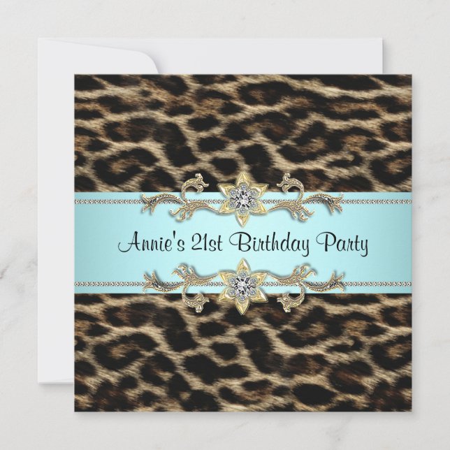 Invitación Fiesta de cumpleaños 21 de la mujer leopardo (Anverso)
