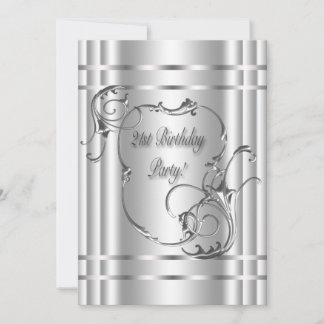 Invitación Fiesta de cumpleaños 21 de mujer plateada