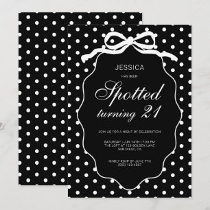 Invitación Fiesta de cumpleaños 21 de Polka Dot Chic Spotted