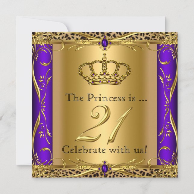 Invitación Fiesta de cumpleaños 21 de Princess Regal Purple L (Anverso)