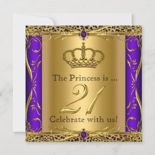 Invitación Fiesta de cumpleaños 21 de Princess Regal Purple L