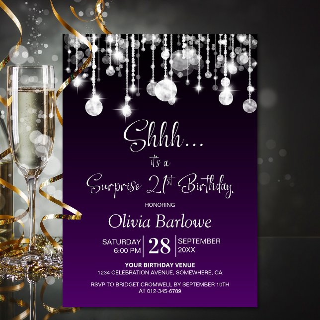 Invitación Fiesta de cumpleaños 21 de Purple Surprise (Subido por el creador)