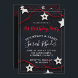 Invitación Fiesta De Cumpleaños 21 De Red Sobre Negro<br><div class="desc">Una moderna y única invitación para una fiesta de cumpleaños para un joven chica con una invitación dulce y fresca, estrellas blancas y cuerdas rojas en negro, con un moderno tipo de escritura blanca. Personalizar de cualquier edad. Un rojo fresco sobre el tema del color de diseño negro. Fresco y...</div>