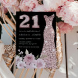 Invitación Fiesta de cumpleaños 21 de Rubor y Rosa Gold Gown<br><div class="desc">Invitación a la fiesta de cumpleaños 21ª con traje de oro Rubor y Rosa Consulte colección de coincidencias en Nest Store y Nest Store</div>