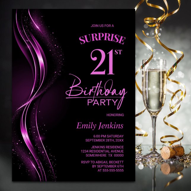 Invitación Fiesta de cumpleaños 21 de Surprise Black Pink (Subido por el creador)