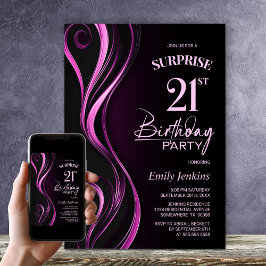 Invitación Fiesta de cumpleaños 21 de Surprise Black Pink