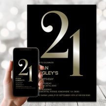 Fiesta de cumpleaños 21 del oro negro moderno