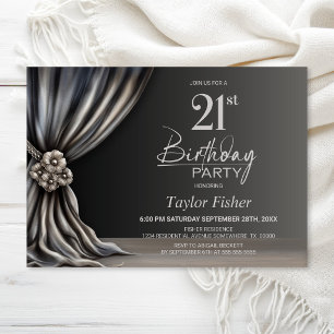 Invitación Fiesta de cumpleaños 21 elegante con cortina de pl