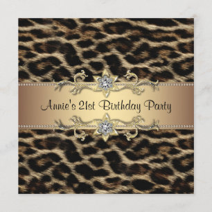 Invitación Fiesta de cumpleaños 21 elegante de leopardo de mu