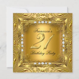 Invitación Fiesta de cumpleaños 21 elegante Elite oro diamant
