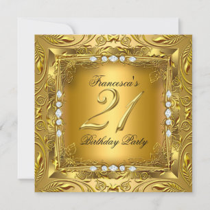 Invitación Fiesta de cumpleaños 21 elegante Elite oro diamant