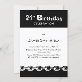 Invitación Fiesta de cumpleaños 21 en blanco y negro