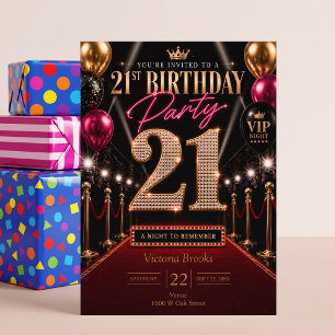 Invitación Fiesta de cumpleaños 21 en la alfombra roja de Hol