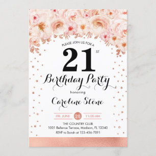 Invitación fiesta de cumpleaños 21 - Flores de oro Subió