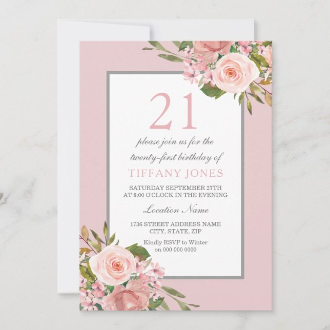 Invitación Fiesta de cumpleaños 21 invitan a hermosos Chicas  (Anverso)
