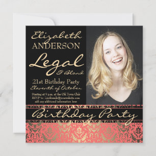 Invitación Fiesta de cumpleaños 21 legal y rubio