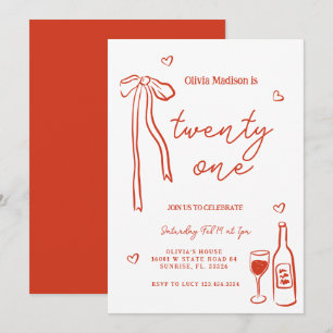 Invitación Fiesta de cumpleaños 21 Minimalista de Red Bow