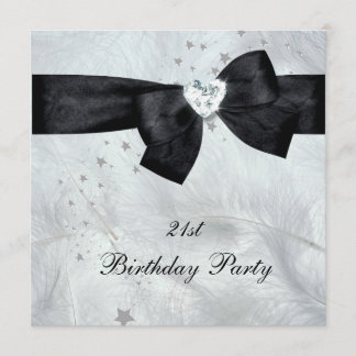 Invitación Fiesta de cumpleaños 21 negro blanco