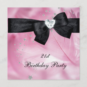 Invitación Fiesta de cumpleaños 21 Pink Black White