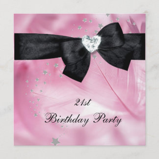 Invitación Fiesta de cumpleaños 21 Pink Black White