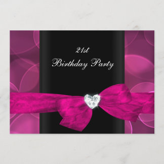 Invitación Fiesta de cumpleaños 21 Pink Black White Burbujas
