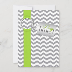 Invitación FIESTA de cumpleaños 21 RIBBON Lime Gris blanco IM