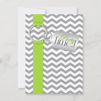 Invitación FIESTA de cumpleaños 21 RIBBON Lime Gris blanco IM