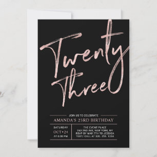 Invitación Fiesta de cumpleaños 23 con letra de pincel modern