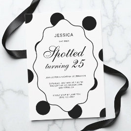 Invitación Fiesta de cumpleaños 25 de lunares blancos y negro