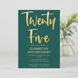 Invitación Fiesta de cumpleaños 25 moderno elegante simple ve