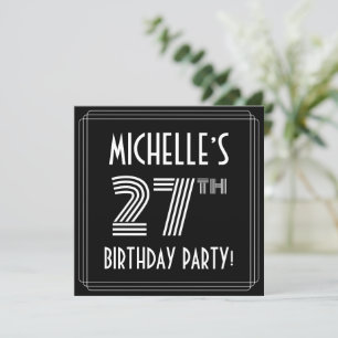 Invitación Fiesta de cumpleaños 27: Art Deco Style con nombre