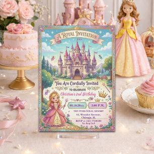Invitación Fiesta de cumpleaños 2 años de la princesa del cas