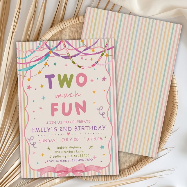 Invitación Fiesta de cumpleaños 2 Cute Two Much Fun (Subido por el creador)