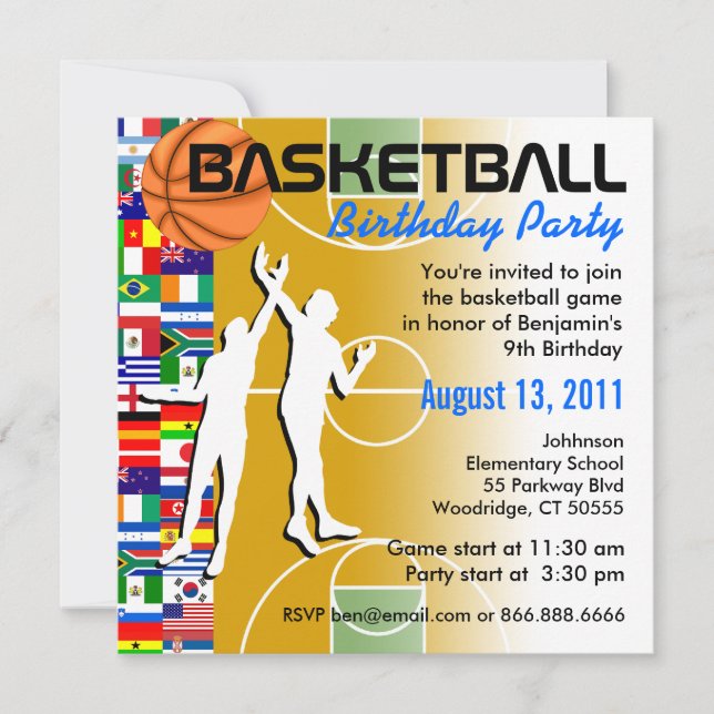 Invitación Fiesta de cumpleaños 2 de básquetbol (Anverso)