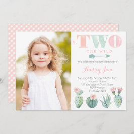 Invitación Fiesta de cumpleaños 2 de Cactus para Chica con im