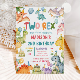 Invitación Fiesta de cumpleaños 2 de Dinosaurio Dos Rex