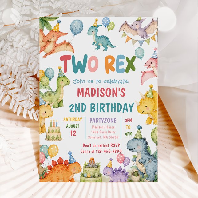 Invitación Fiesta de cumpleaños 2 de Dinosaurio Dos Rex (Subido por el creador)