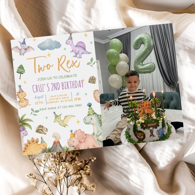 Invitación Fiesta de Cumpleaños 2 de Dinosaurio Dos Rex (Subido por el creador)