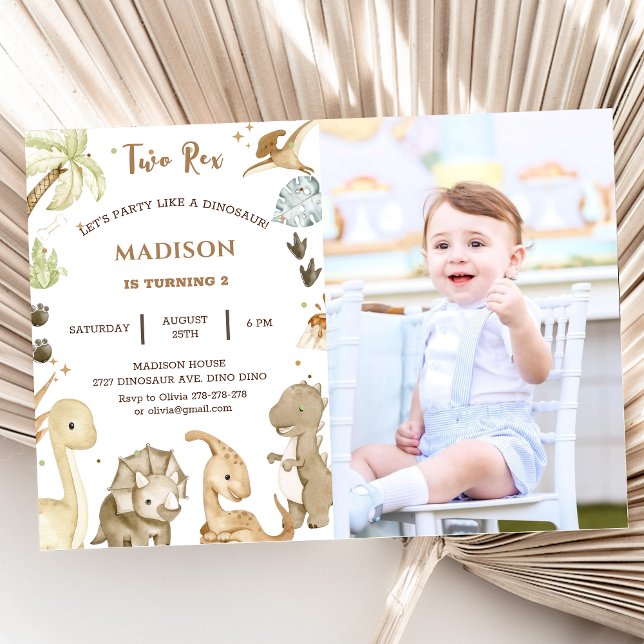 Invitación Fiesta de cumpleaños 2 de Dinosaurio Dos Rex (Subido por el creador)