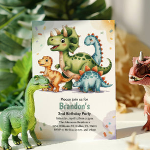 Invitación Fiesta de cumpleaños 2 de dinosaurios para niños l