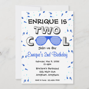 Invitación Fiesta de cumpleaños 2 de TWO Cool Sunglass