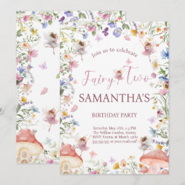 Invitación Fiesta de cumpleaños 2 del jardín de hadas de flor